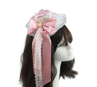 sodeber Punk Ribbon Bowknot Small Hat Hair Decoration With Rose Flower Decors Fascinator For Cosplay Parties And