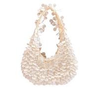 sodeber Shell Embellished PVC Shoulder Bag Lightweight Underarm Bags Spacious Dinner Purse for Women and Girls Shoulder with Spacious Interior Practical PVC Underarm