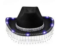 sodeber Shimmering Powder Fringed Rhinestones Cowboy Hat Women Bridal Shower Cowgirl Caps Masquerades Party Costume
