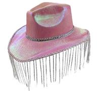 sodeber Sparkly Tassels Cowboy Hat Knight For Bachelorette Party Versatile Club Stage Disco