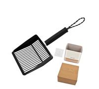 sodeber Stainless Steel Cats Litter Scoops with Storage Base Sand Shovel and Garden Cleaning Brush for Multipurpose Home Cleaning Stainless Steel Litter Scoops with Storage Holders
