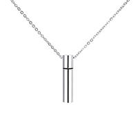 sodeber Stainless Steel Cylinder Cremation Urn Necklace for Ashes Memorial Pendant with Sealing Rubber for Men Necklace for Human