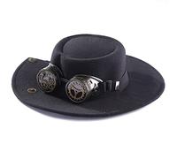 sodeber Steampunk Top Hat With Goggles Halloween Flat Gay Black Men Costume Accessory