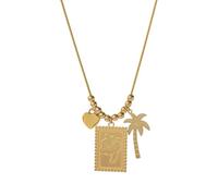 sodeber Stylish Holiday Inspired Coconut Tree Necklace with Heart Flower Pendant Inspired Jewelry Stainless Steel Chain Stainless Steel Fiber Tree Necklace