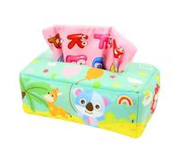 sodeber Tissue Box Toddler Toy Babies Sensory with Crinkle Paper & Rainbow Dance Scarves Infants Learning Pull Tissue Box