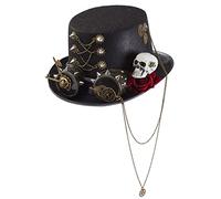 sodeber Top Hat Steampunk Rose Gothic Retro Headdress Halloween Women Skeleton For Head Fedora Magician Stage