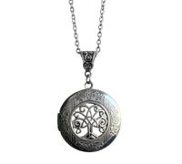 sodeber Unique Antique Silver Tree Necklace with Hide Picture Holder for Personalize Jewelry Tree Photo Locket Necklace