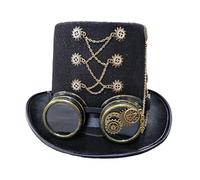 sodeber Unisex Gothic Steampunk Top Hats With Goggle Gear Halloween Hat Headwear Men Women Costume Party Supply
