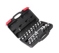 sodeber Universally 18 Piece Automotive Mechanics Tool Set with Oil Drain Levers Wrench Socket and Portable Storage Case Organization Vehicle Maintenance Socket Set