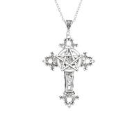 sodeber Vintage Pentacle Necklace Antique Pentacle Charm Alloy Texture Retro Pendant For Fashion Looks Cross Jewelry