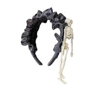 sodeber Witch Skeleton Devil Lace Headband Dark Blood For Carnivals Party Handmade Costume Headwear