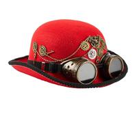 sodeber Wool Punk Top Hat With Detachable Goggles Industrial Gear Design Halloween Party Head Accessory Cosplay