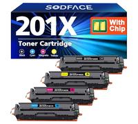 SODFACE 201X 201A Toner Cartridge Compatible for HP M277dw Toner 201X 201A for Color LaserJet Pro MFP M277dw M252dw M277n M274n M252n CF400X CF401X CF402X CF403X (Black Cyan Yellow Magenta, 4-Pack)