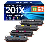SODFACE 201X 201A Toner Cartridge Compatible for HP M277dw Toner 201X 201A for Color LaserJet Pro MFP M277dw M252dw M277n M274n M252n CF400X CF401X CF402X CF403X (Black Cyan Yellow Magenta, 4-Pack)