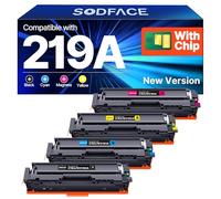 SODFACE 219A (with Chip) Toner Cartridges Compatible for HP 219X 219A Toner for Color Laserjet Pro MFP 3302FDW 3302FDWG 3202DW 3302DN 3302FDN 3302SDWG 3302FDNG (Black Cyan Yellow Magenta, 4-Pack)