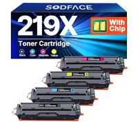 SODFACE 219X (with Chip) Toner Cartridges Compatible for HP 219X 219A Toner for HP Color Laserjet Pro MFP 3302FDW 3302FDWG 3202DW 3302DN 3302SDWG 3302FDN 3302FDNG (Black Cyan Yellow Magenta, 4-Pack)