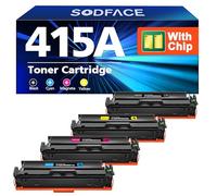 SODFACE 415A Toner with Chip Compatible with HP 415A 415X for Color Laserjet Pro MFP M479fdw M479dw M479fnw M479fdn M454dw W2030A W2031A W2032A W2033A (Black Cyan Yellow Magenta, Pack of 4)