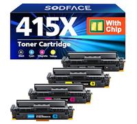 SODFACE 415X 415A Toner Compatible for HP 415X Toner Cartridge (4-pack) | Compatible for HP Color Laserjet Pro MFP M479fdw M479fnw M479fdn M454dw M454dn W2030A W2030X (Black Cyan Yellow Magenta)