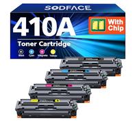 SODFACE Compatible Toner Cartridges Replacement for HP 410A CF410A 410X CF410X for HP MFP M477fdw Toner M477fnw M477fdn M452nw M377dw M452dn M452dw M477dw M477nw (Black Cyan Magenta Yellow, 4-Pack)