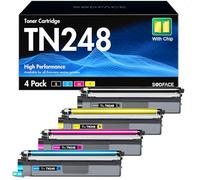 SODFACE TN248 Toner Cartridge Compatible for Brother TN248XL Toner (4-pack) | Compatible for Brother MFC-L3740CDWE DCP-L3520CDW HL-L3240CDW HL-L3220CW MFC-L8390CDW L3555CDW (Black, Magenta, Yellow, Cyan)