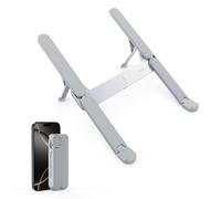 SODI Ultra Compact Foldable Laptop Stand - Portable Laptop Holder for Desk & Travel Use, Ergonomic Aluminum Computer Holder with Adjustable Height for MacBook, Tablet 10-16" (Light Gray, Bi-Fold)