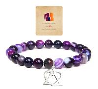 SODLYUE Adoption Symbol Charm Bracelet Necklace Adoption Day Gifts Adoption Gifts Gotcha Day Amethyst Bracelet Adoption Celebration Party Gifts Adoptive Jewelry Thank You Gift, 6.5 inches - 7.5 inches