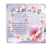 SODLYUE Easter Gifts Baptism First Holy Communion Confirmation Christian Gifts, Cross Charm Bracelet, Nude Pink