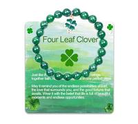 SODLYUE Green Bracelet with Four Leaf Clover Charm - St Patricks Day Gifts for Her, Lucky Irish Jewelry for Women