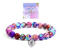 SODLYUE Im Sorry Gifts for Her, Apology Gifts Apology Bracelet For Her, Sorry and Forgive Me Natural Imperial Jasper Bracelect Comes in Gift Box with Apology Card For Wife, Girlfriend,Friends(A2)