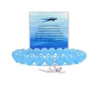 SODLYUE Swimming Lover Gift Swimmer Charm Bracelet Swimming Jewelry for Women Men Swim Coach Gifts Swim Team Gifts Jewelry, Blue, Stone, no gemstone