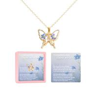 SODLYUE Sympathy Gifts for Loss of Loved One, Memorial Gifts Jewelry for Loss of Loved one, Forget Me Not Pressed Flower Necklace, Butterfly Memorial Gifts, In Memory of Loved One