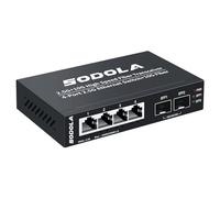 SODOLA 6 Port 2.5Gb Ethernet Switch, Multi-Gigabit Unmanaged Network Switch for Gaming Office Home NAS, PC, 4X 2.5GBASE-T Ports, 2X 10G SFP, Ethernet Splitter Plug & Play, Desktop or Wall Mount
