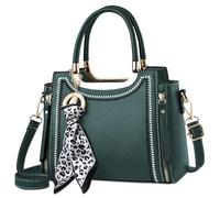 SODOLLEE Handbag Women Top Handle Bag with Ribbon Pendant Elegant Ladies Shoulder Bag PU Leather Crossbody Bag for Travel Business Shopping Green