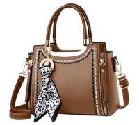 SODOLLEE Handbag Women Top Handle Bag with Ribbon Pendant Elegant Ladies Shoulder Bag PU Leather Crossbody Bag for Travel Business Shopping Khaki