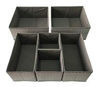 Sodynee Foldable Cloth Storage Box Closet Dresser Organizer Cube Basket Bins Containers Divider with Drawers for Underwear, Bras, Socks, Ties, Scarves, 6 Pack, Stripe, Nonwoven