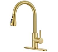 SOEBIZ Kitchen Sink Faucets with Pull Down Sprayer, High Arc Single Handle Stainless Steel Commercial Kitchen Faucet, 1 or 3 Hole Sink Faucet for Farmhouse, Camper, Laundry, RV,