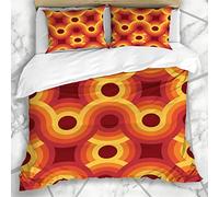 Soefipok Duvet Cover Sets Upholstery Pattern Geometric Vintage 70S Minimalistic 60S Retro Groovy Design Art Microfiber Bedding with 2 Pillow Shams