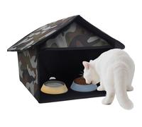Soekoa Outdoor Cat Feeding Station, Stray Cat Shelter, Cat Shelter Outdoor for Food and Wate, Waterproof Pet Shelter for Cats Birds, Rabbits and Small Dog (Camouflage, 17 in)