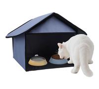 Soekoa Outdoor Cat Feeding Station, Stray Cat Shelter, Cat Shelter Outdoor for Food and Wate, Waterproof Pet Shelter for Cats Birds, Rabbits and Small Dog (Blue, 17 in)