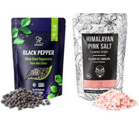 Soeos Whole Black Peppercorns 16oz + Himalayan Pink Salt 2lb, Salt and Pepper for Grinders, Black Peppercorn Refil, Pink Himalayan Sea Salt, 2 Piece Set
