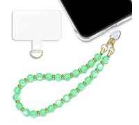 Soeoy Handmade Natural Gemstone Stone Cat Eyes Beaded Charm Cell Phone Camera Lanyard, Wrist Strap, Phone Chain String, Keychain Decor for Wallet, Stanley Cup Accessories (Green)