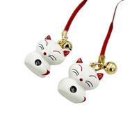 SÖPÖSÖPÖ Peeking Lucky Fox Phone Keychains Small 2 pieces x 1.5cm Set Maid in Japan Cute Amulet Japanese style souvenir gift, White, S