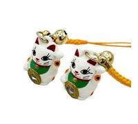 SÖPÖSÖPÖ Peeking Maneki Neko Phone Strap Keychains Small 2 pieces x 1.5cm Set Maid in Japan Cute Amulet Japanese style souvenir gift