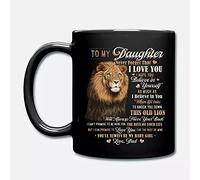 SoeRukd To My Daughter Never Forget That I Love You Old Lion Mug 11 Ounces Funny Coffee Mug Novelty Ceramics Cup,A13