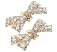 SOESFOUFU 1 Pair Bow Shape Shoe Clips for Bridal Wedding, Alloy and Crystal Material, Easy to Carry and Reusable Shoe Jewelry Decoration Charms for Women and Engagement Or Valentine's Day