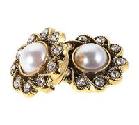 SOESFOUFU 1 Pair Golden Alloy Pearl Buttons Refined Shirt Collar Decoration, Resistant to Fading, Elegant and Luxurious Inspired Design for Cardigans, Sweaters, Coats and Craft Sewing