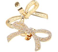 SOESFOUFU 1 Pair Rhinestone Bow Shoe Buckle Removable Decorative Shoe Clips with Delicate Design Golden Alloy for High Heels Party Accessories