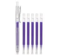 SOESFOUFU 1 Set Heat Erasable Pens for Fabric, Temporary Marking Pens with 6 Refills for Sewing, Quilting & Embroidery, Tailor’s Chalk Alternative, 0.8mm Medium Point, Blue Ink