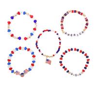 SOESFOUFU 1 Set Patriotic Jewelry for Women - 4th of July Red White Blue Beaded Bracelets - Stackable Stretch Friendship Bracelets for USA 250th Anniversary Independence Day