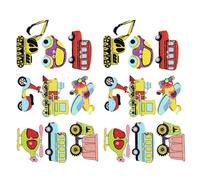 SOESFOUFU 100pcs Mixed Colour Wooden Buttons Set for Sewing and Scrapbook Crafts, Creative Unique Designed Cartoon Transport Shapes for DIY Crafting Projects Random Color